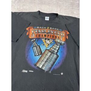 Vtg Pittsburgh‎ Penguins Shirt Mens XL Black 1992 Stanley Cup Champions Salem